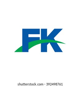 FK initial overlapping swoosh letter logo blue green
