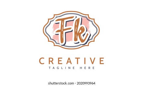 FK Initials, handwriting logo vector