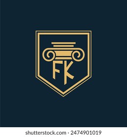 FK Initials Law Firm Logo Lawyer logo with creative law element