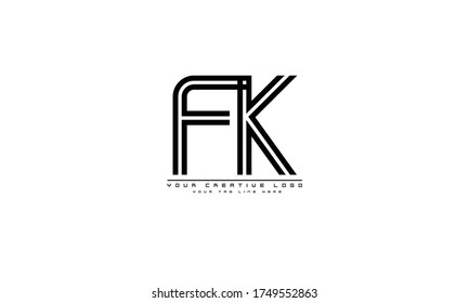 FK KF abstract vector logo monogram template