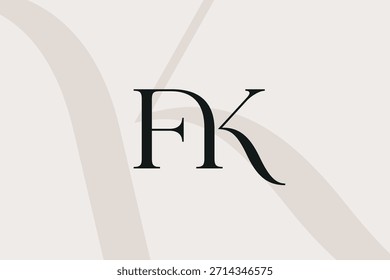 Diseño de icono de logotipo de letra FK o KF. Monograma de las iniciales de lujo de estilo clásico.
