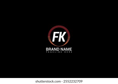 Diseño creativo del logotipo de la letra de FK. Diseño único de FK. Diseño del logotipo de la letra de FK sobre fondo negro.