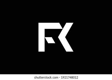 Diseño del logo de la carta FK sobre fondo de lujo. Concepto del logotipo de la letra de KF en monograma. Diseño de iconos FK. Diseño de iconos de letras blancas elegantes y profesionales de KF sobre fondo negro.