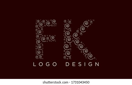 Vector de plantilla de diseño de logotipo de carta FK
