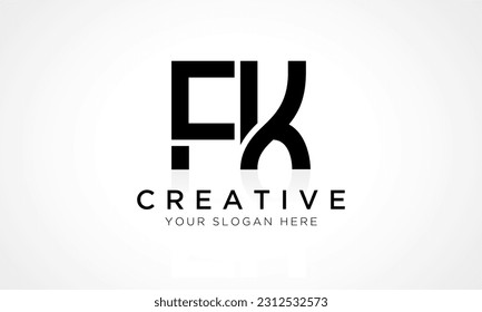 Plantilla de vectores de diseño de logotipo de carta FK. Alfabeto Letra Inicial Diseño Del Logotipo FK Con Una Ilustración De Negocio De Reflexión Brillante.