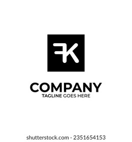 FK Letter Logo Design White and Black