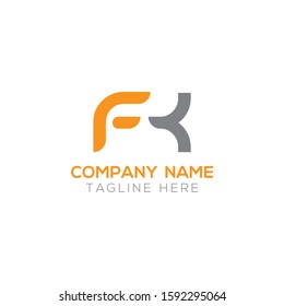FK Letter Logo Modern Business Vector Template. Initial FK Logo Design With Orange and Grey Color