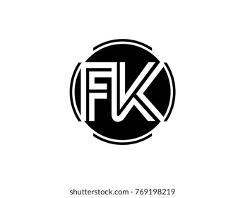 FK letter logo round black