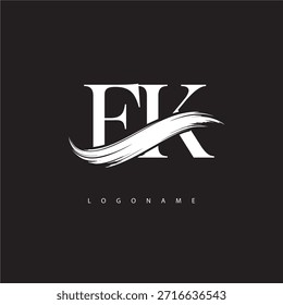 FK Letter Monogram Logo with Brush Stroke for Modern Brand Identity
