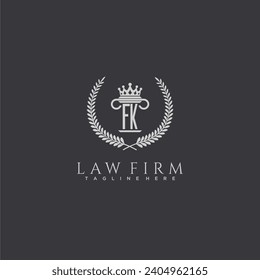FK letter monogram logo for lawfirm with pillar  crown image design