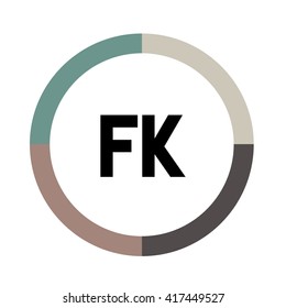 FK letters, four colors in abstract background logo, design identity in circle, alphabet letter