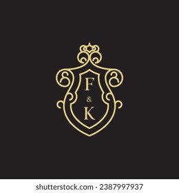 FK line vintage initial logo in high quality professional design that will print well across any print media