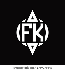 FK Logo with circle rounded combine triangle top and bottom side design template
