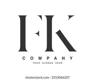 FK logo design. Initial letter f and k serif font style. Creative classic company name typography. Trendy logotype or identity. Vector illustration.