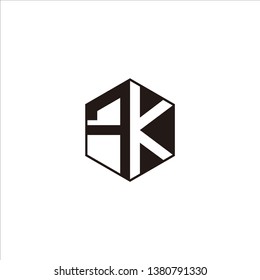 FK Logo Initial Monogram Negative Space Designs Modern Templete with Black color and White Background