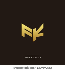 FK Logo Letter Initial Logo Designs Templete with Gold and Black Background