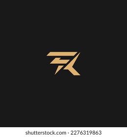 FK Logo letter monogram with fast shape design template on black background
