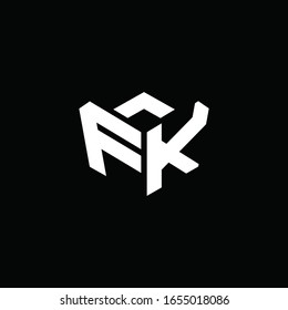 FK logo monogram with emblem style ribbon design template