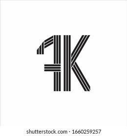 Estilo de esquema monográfico del logotipo FK vinculado aislado en fondo blanco