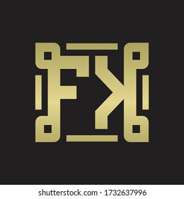 FK Logo monogram with piece line art design template