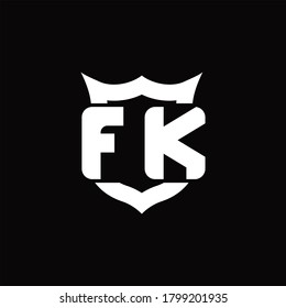 FK Logo monogram with shield around crown shape design template