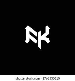 monograma del logotipo de fk con plantilla de diseño de forma de escudo