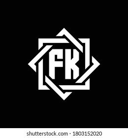 FK monogram logo with abstract square around design template