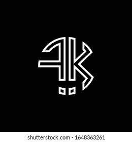 FK monogram logo circle ribbon style outline design template