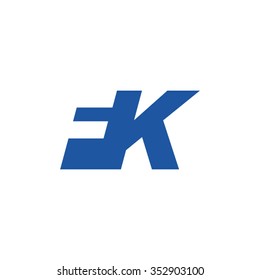 FK negative space letter logo blue