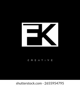 FK Negative Space Monogram – Minimalist Black and White Letter mark Logo for Creative Branding, Fashion Identity and Modern Design Concepts
