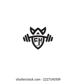 FK simple line fitness gym concept in high quality professional design that will print well across any print media