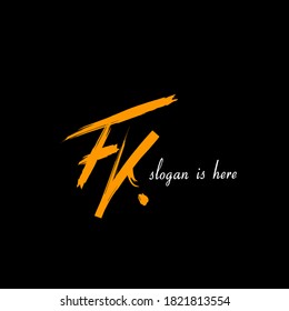 etiqueta fk vector de logotipo de escritura a mano inicial