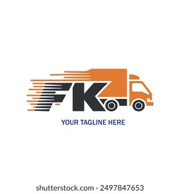 FK transport logo, FK logo design, Truck and logistics transportation logo vector, 