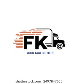 FK transport logo, FK logo design, Truck and logistics transportation logo vector, 