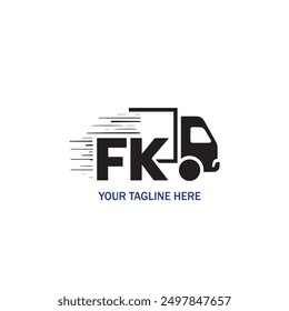FK transport logo, FK logo design, Truck and logistics transportation logo vector, 