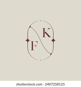 FK wedding classic in elegant monogram with high quality professional design that will print well