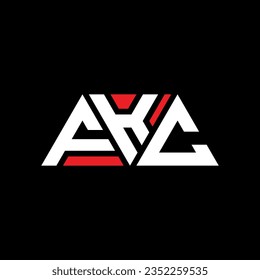 FKC triangle letter logo design with triangle shape. FKC triangle logo design monogram. FKC triangle vector logo template with red color. FKC triangular logo Simple, Elegant, and Luxurious design.