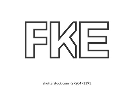 FKE logo design template with strong and modern bold text. Initial based vector logotype featuring simple and minimal typography. Trendy company identity ideal for businesses brand presence.