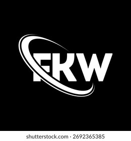 Logo de FKW. Carta FKW. Diseño del logotipo de la letra de FKW. Logotipo de FKW con el círculo y el logotipo del monograma en mayúsculas. Tipografía FKW para tecnología, negocio y marca inmobiliaria.