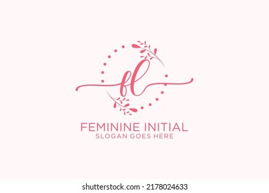 Monograma de belleza FL y elegante logo de diseño para escritura a mano de marca inicial, boda, moda, floral y botánica con plantilla creativa.