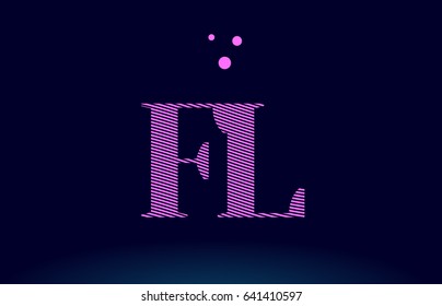 fl f l alphabet letter logo pink line stripes magenta purple blue font creative text dots company vector icon design template