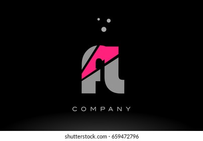 fl f l alphabet letter logo pink grey black creative company vector icon design template