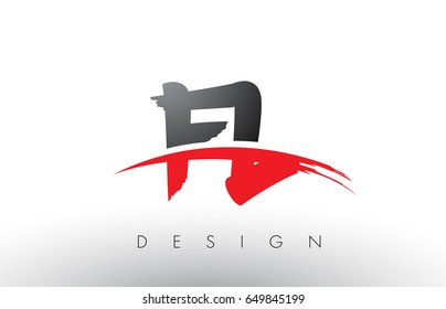 FL F L Brush Logo Letters Design with Red and Black Colors and Brush Letter Concept.