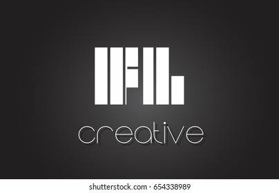 FL F L Creative Letter Logo Design With White and Black Lines.