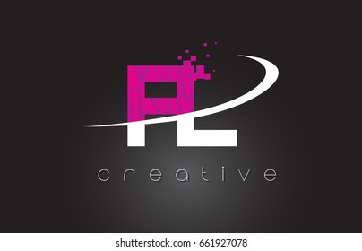 FL F L Creative Letters Design. White Pink Letter Vector Illustration.