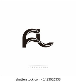 fl f l Initial Letter Split Lowercase Modern Monogram linked outline rounded logo