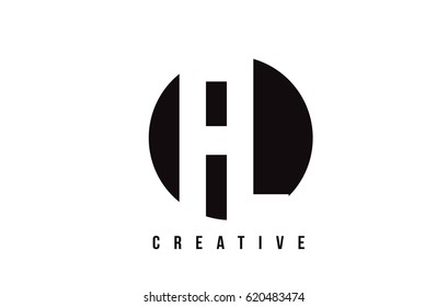FL F L White Letter Logo Design with Circle Background Vector Illustration Template.