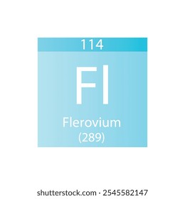 Fl Flerovium Chemical Element Periodic Table. Simple flat square vector illustration, simple clean style Icon with molar mass and atomic number for Lab, science or chemistry class.