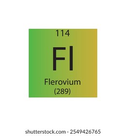 Fl Flerovium Chemical Element Tabla Periódica. Ilustración vectorial cuadrada plana simple, icono de estilo limpio simple con masa molar y número atómico para laboratorio, ciencia o clase de química.