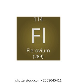 Fl Flerovium Chemical Element Tabla Periódica. Ilustración vectorial cuadrada plana simple, icono de estilo limpio simple con masa molar y número atómico para laboratorio, ciencia o clase de química.